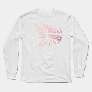 Outlined Dragon Head Gradient Long Sleeve T-Shirt